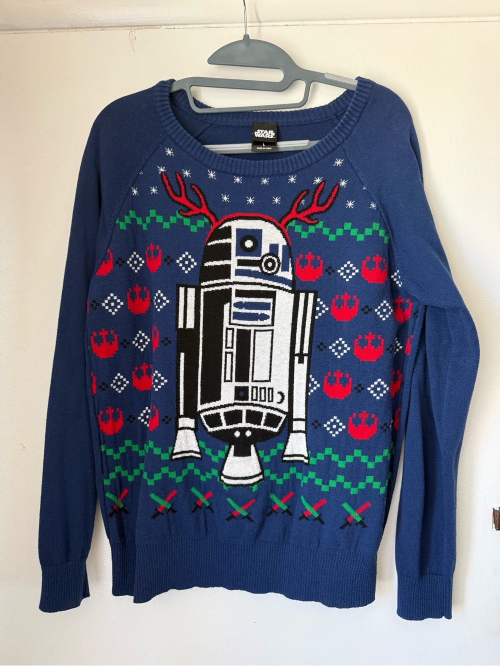 Star Wars R2-D2 Blue Holiday Sweater - Women’s L